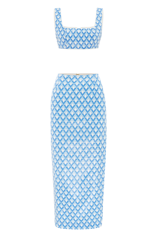 CARLA CROP - SKY GEO PRINT