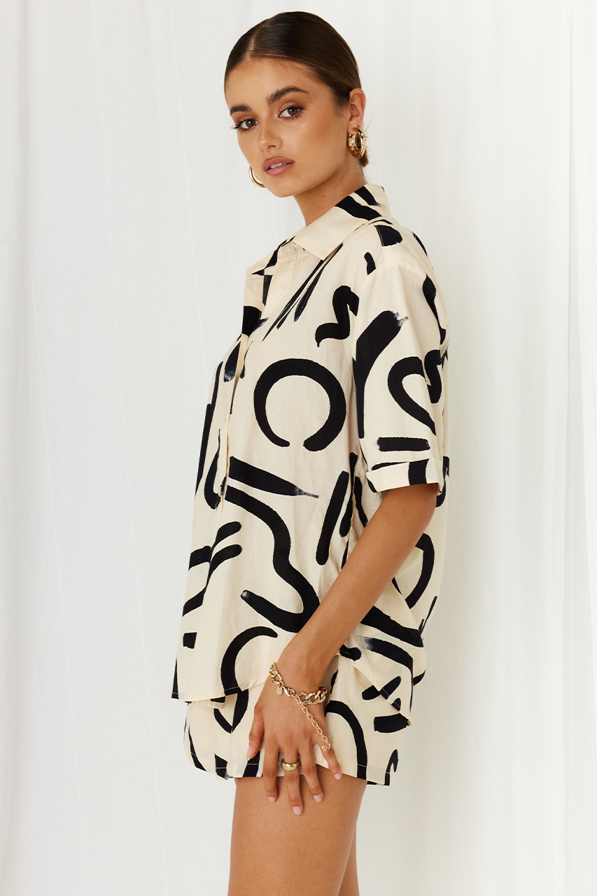 YORK COTTON SHIRT - SAND/BLACK