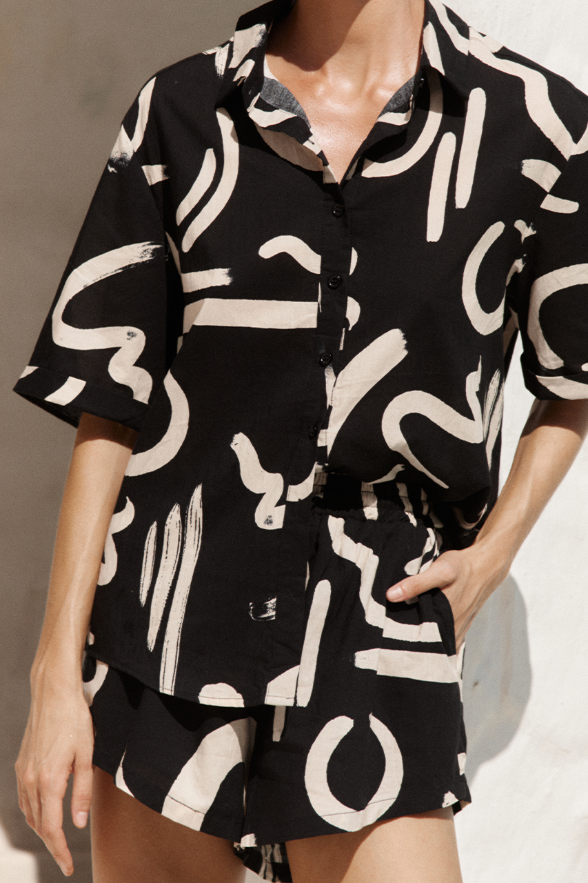 YORK COTTON SHORT - BLACK/SAND