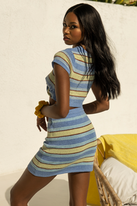 Zorya Cropped Top - Blue/Lime Stripe